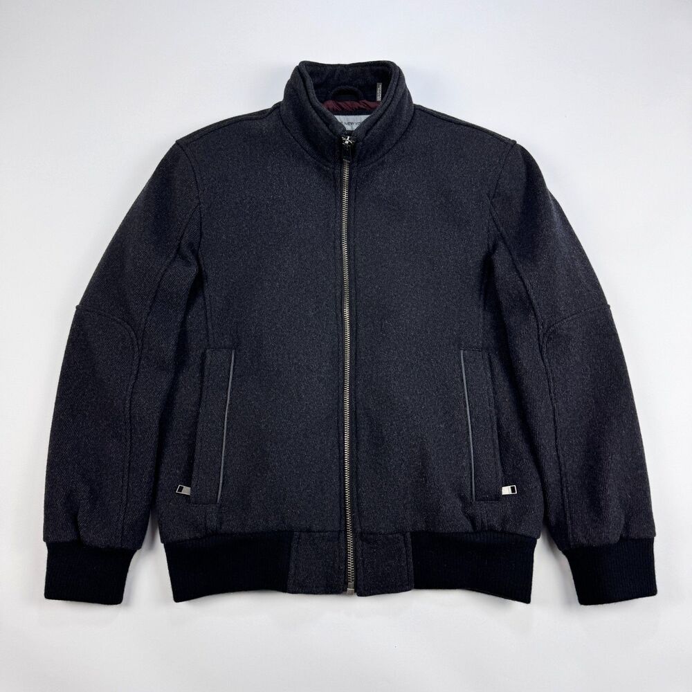 Andrew Marc New York Jacket Bomber Men's Size L Charcoal Gray Wool Blend